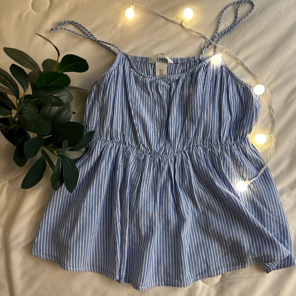 H&M Blue and White Striped Camisole